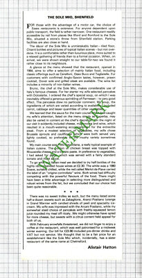 The Sole Mio Shenfield Essex Review - 1983 Cutting
