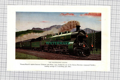 C3327) Print- Maffei Vienna to Munich Express Railway Bavarian Pacifics