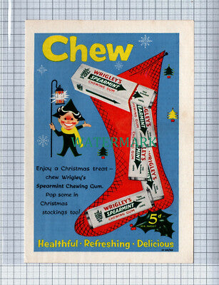 C4146) Wrigley's Chewing Gum - SMALL Vintage Magazine Advert c.1950s