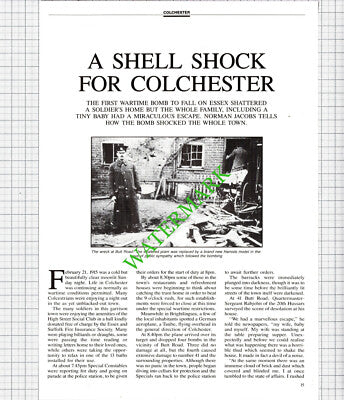Butt Road Colchester Sgt Rabjohn 20th Hussars World War One Bomb  - 1990 Article