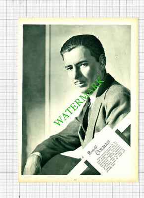 Ronald Colman Actor  - 1930s Book Print