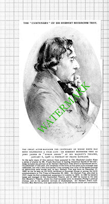 Sir Herbert Beerbohm Tree Actor - 1953 Cutting (Small Tear!)