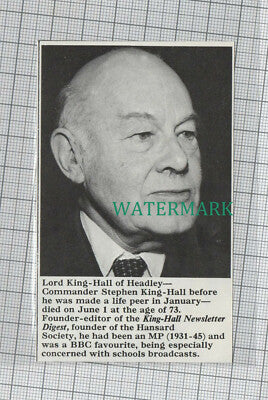 C1192) Lord King Hall of Headley Stephen King-Hall Obituary - 1966 Clip