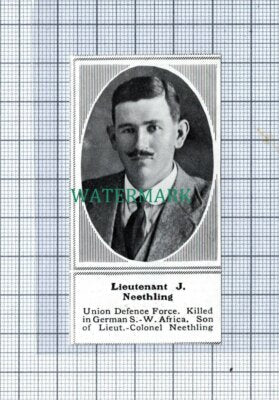C4834) Lt J Neethling Union Defense Force World War One - 1915 SMALL Clip