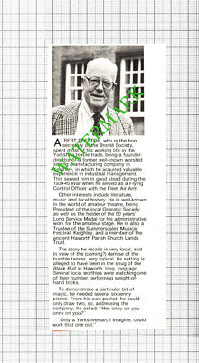 Albert Preston Keighley Bronte Society - 1980 Cutting