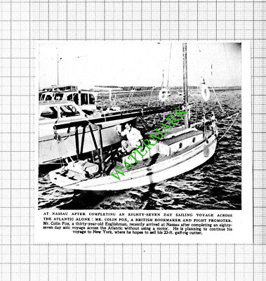 Mr Colin Fox Nassau Atlantic Sailing Voyage - 1953 Cutting