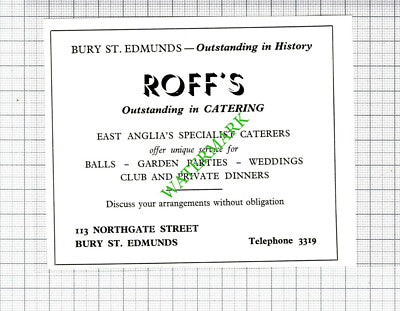Bury St Edmunds Roff's Caterers Small Advert - 1964 Cutting