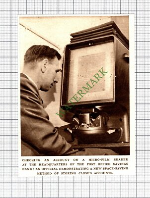 C8148) Post Office Savings Bank Micro-Film Reader -1952 SMALL Cutting