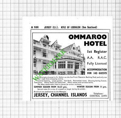 Ommaroo Hotel  St Helier Jersey Small Advert - 1964 Cutting