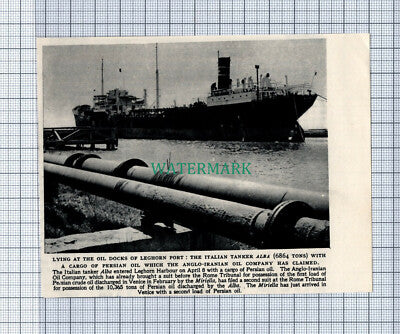 C4414) Italian Tanker ALBA Oil Docks of Leghorn Port - 1953 Clip
