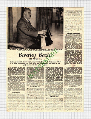 Beverley Baxter Bax Editor Journalist MP - 1949 Article