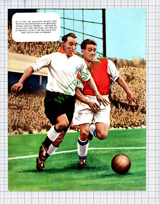Stan Matthews Denis Evans Blackpool Arsenal Football -  1950's Print / Cutting