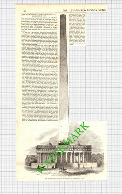 The Washington National Monument Washington City USA   - 1850 Cutting