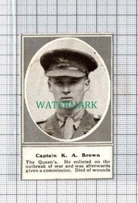 C5294) Captain K A Brown The Queen's - 1918 SMALL Clip