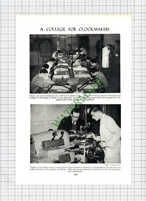 9468) National College Of Horolgy Clockmaking -c.1950s Cutting / Print