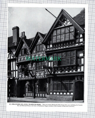 X1949) Oxford Aerial View / Stratford On Avon   - 1960s Book Print