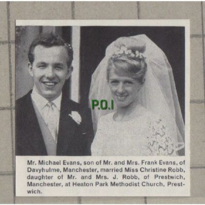 C1560) Mr Michael Evans Davyhulme Christina Robb Prestwich - 1964 Clip SMALL!!