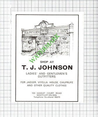 T J Johnson Westcliff-on-Sea Essex Small Advert  - 1974 Cutting