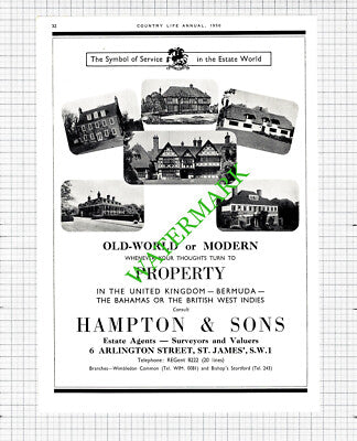 Hampton & Sons Estate Agents London / Bidwell Cambridge Rumsey - 1950 Cutting