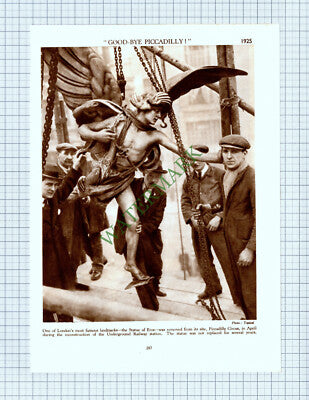 9186) Statue Of Eros Piccadilly Circus Moved  - 1930s Cutting