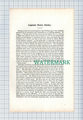 C4992) Captain Henry Darley Scarborough Yorkshire Lastingham - 1901 Article