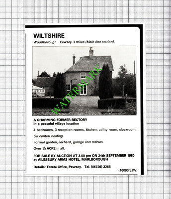 Woodborough Wiltshire Rectory House Sale Advert - 1980 Cutting