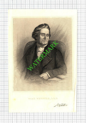 Noah Webster  - 19th Century Book Print