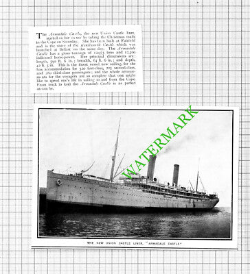 The New Union Castle Liner Ship ARMADALE CASTLE - 1903 2-Part Cutting