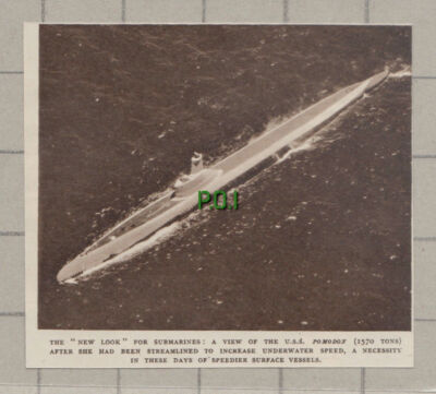 C1126) USS POMODON Submarine New Look -1948 Clip