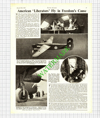 American Liberator Bomber Planes World War Two WW2  - 1941 Cutting / Print