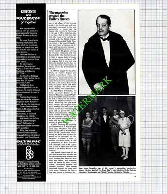 Serge Diaghilev Ballets Russes  - 1972 Article