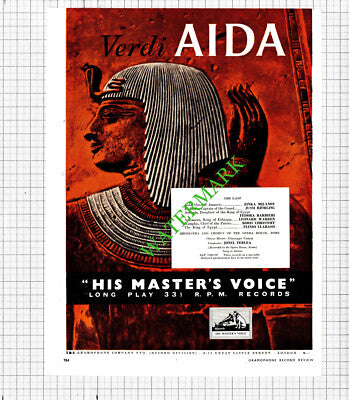 Verdi Aida Zinka Milanov ADVERT -  1956 Cutting