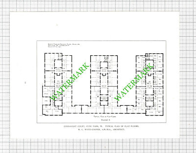 Connaught Court Hyde Park London White-Cooper - 1931 Book Print
