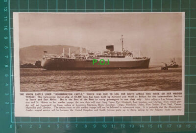 C2609) Union Castle Liner BLOEMFONTEIN CASTLE Ship - 1950 Clip