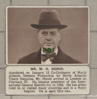 C990) Mr W H Herod International General Electric Co - 1951 SMALL Cutting