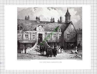 Town Hall Carlisle  / Carlisle Cumbria From Stanwix Bank - 1960's Book Print