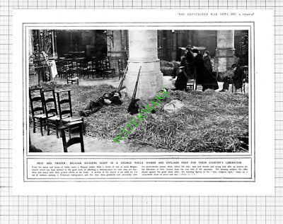 Belgian Soldiers Church Belgium World War One -  1914 Cutting