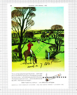 Abdulla Number Seven Cigarettes Fox Hunting Advert - 1950 Cutting
