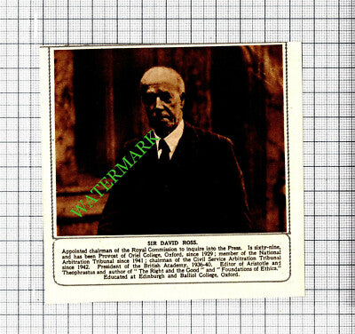 Sir David Ross Provost Of Oriel College - 1947 Cutting