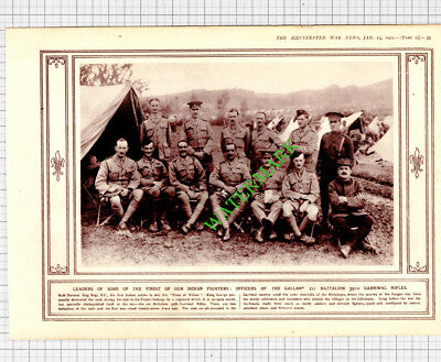 1st Battalion 39th Garhwal Rifles Officers WW1 World War One - 1915 Cutting