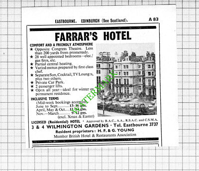 Farrar's Hotel Eastbourne Young Small Advert - 1964 Cutting