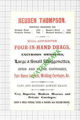 Reuben Thompson Cabs / Henry Tomlinson Brewery Sheffield Advert -1897 Cutting