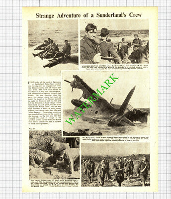 Sunderland Flying Boat Libya Italians / German Tank Repairs WW2 - 1942 Cutting