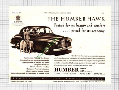 Humber Hawk Car Advert  - 1950 Cutting