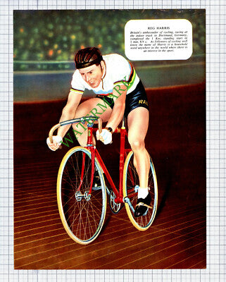 Reg Harris Cyclist - 1950's Print / Cutting