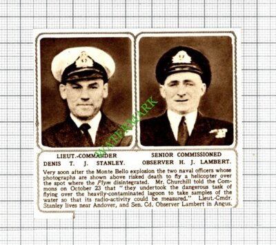 Lt Com Denis Stanley Andover H J Lambert Angus Monte Bello  - 1952 Small Cutting