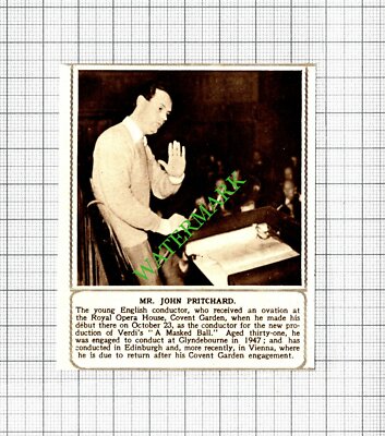 Mr John Pritchard Conductor Royal Opera House Covent Garden - 1952 Small Cutting