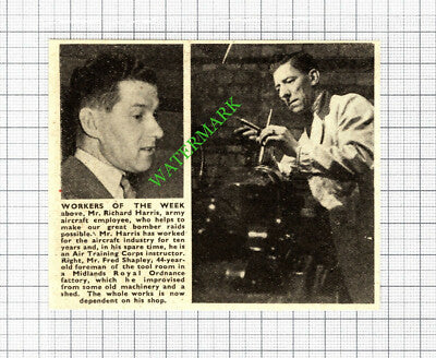 Richard Harris Army Aircraft  Fred Shapley Midlands Royal Ordnance 1942 Cutting