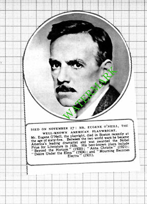 Mr Eugene O'Neill American Playwright Obituary - 1953 Small Cutting