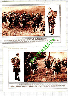 London Scottish Charge  World War One WW1   - 1914 2-Part Cutting / Print